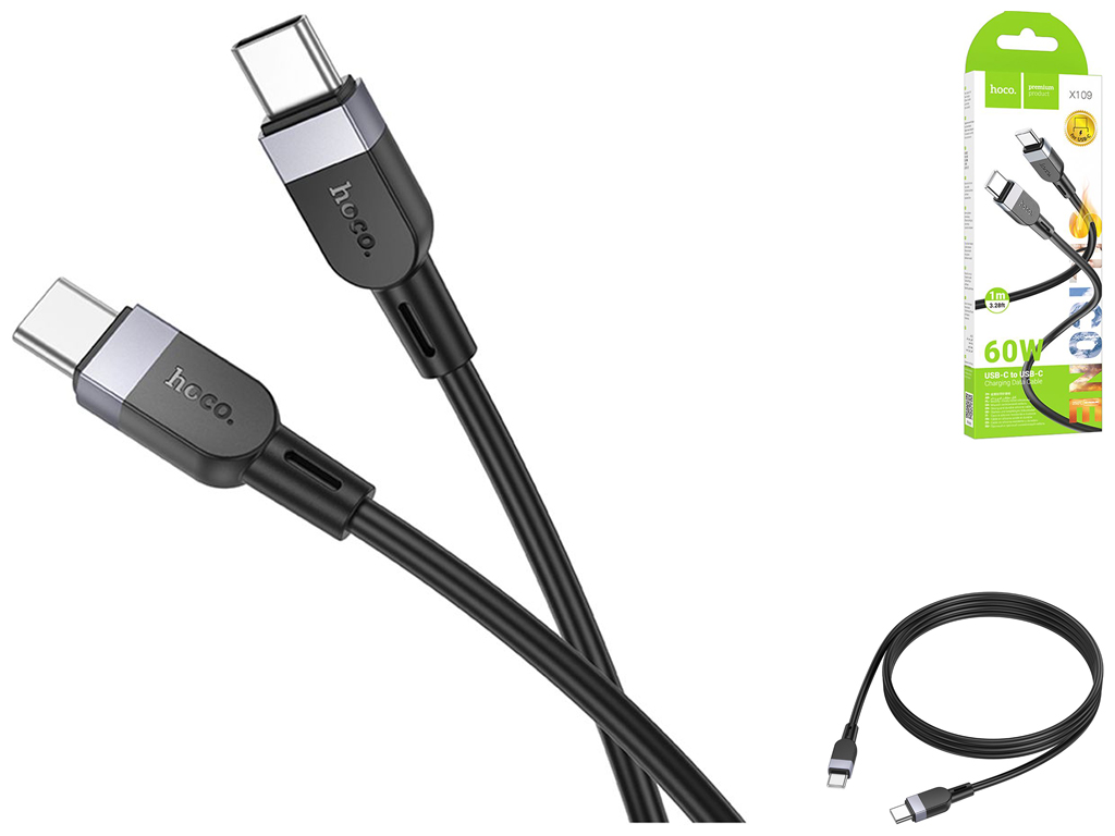 Кабель USB Hoco X109 Silicone Type-C to Type-C 60W Цвет Белый