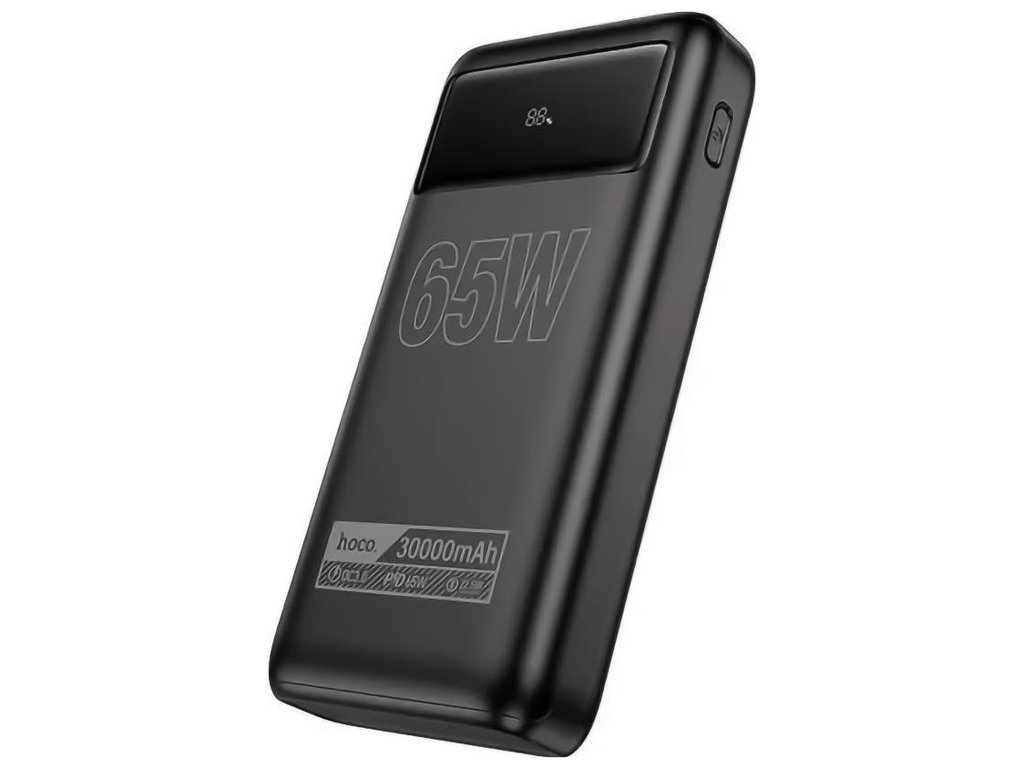 Power Bank Hoco DB81 Apollo, PD65W, провідна зарядка, 30000mAh, LED-дисплей, ABS пластик, чорний