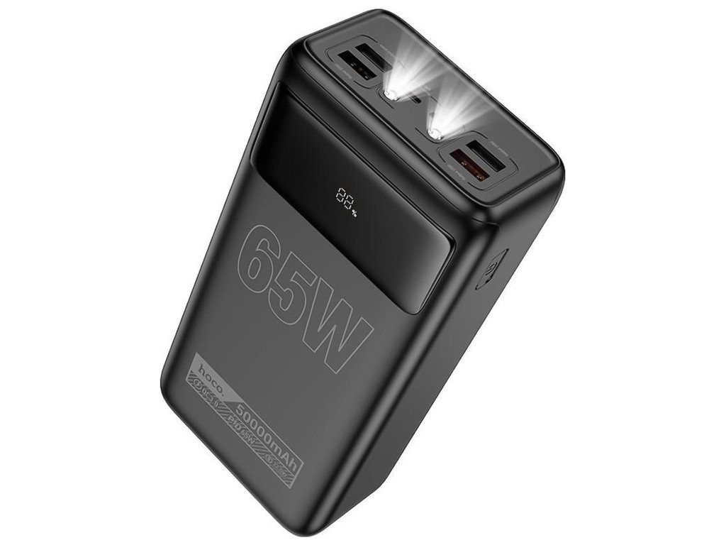 Power Bank Hoco DB81A Apollo, 50000mAh, PD65W, провідна зарядка, LED-дисплей, пластик, колір чорний