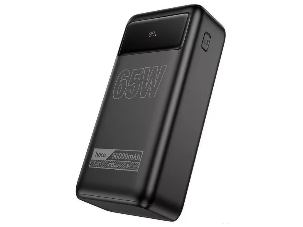 Power Bank Hoco DB81A Apollo, 50000mAh, PD65W, провідна зарядка, LED-дисплей, пластик, колір чорний