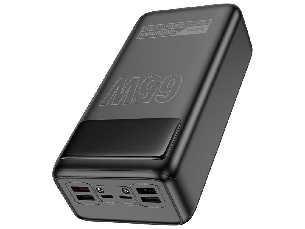 Power Bank Hoco DB81A Apollo, 50000mAh, PD65W, провідна зарядка, LED-дисплей, пластик, колір чорний