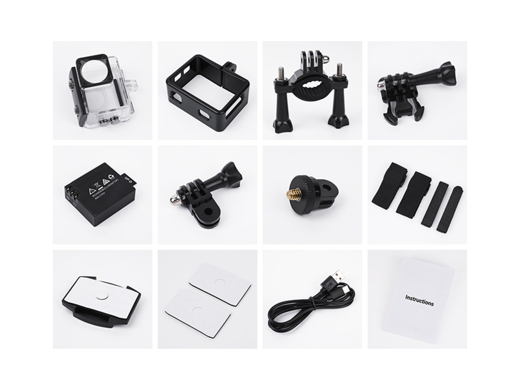 Екшн-камера Hoco DV103, 4K, 12Мп, 900мАг, Micro HDMI, Micro SD, Type-C, 115×230×60мм, колір чорний