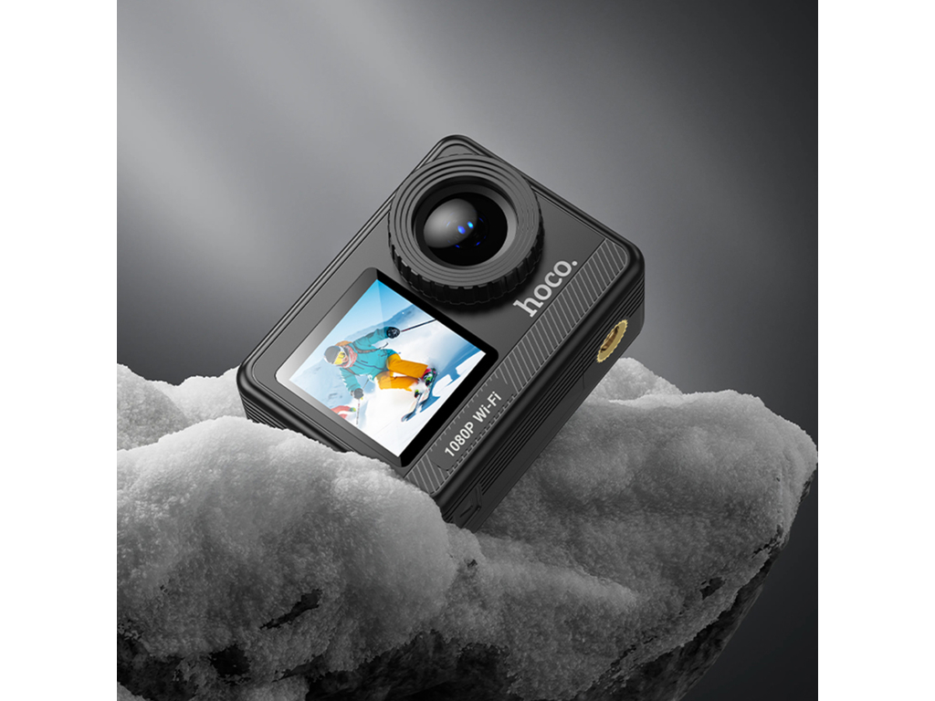 Екшн-камера Hoco DV103, 4K, 12Мп, 900мАг, Micro HDMI, Micro SD, Type-C, 115×230×60мм, колір чорний