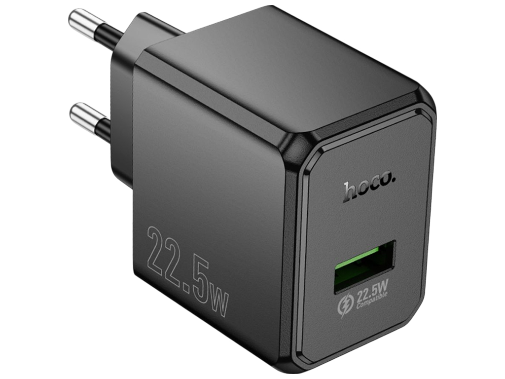 Сетевое зарядное устройство Hoco CS17A, 1USB, 22.5Вт, 205×90×40мм, цвет черный