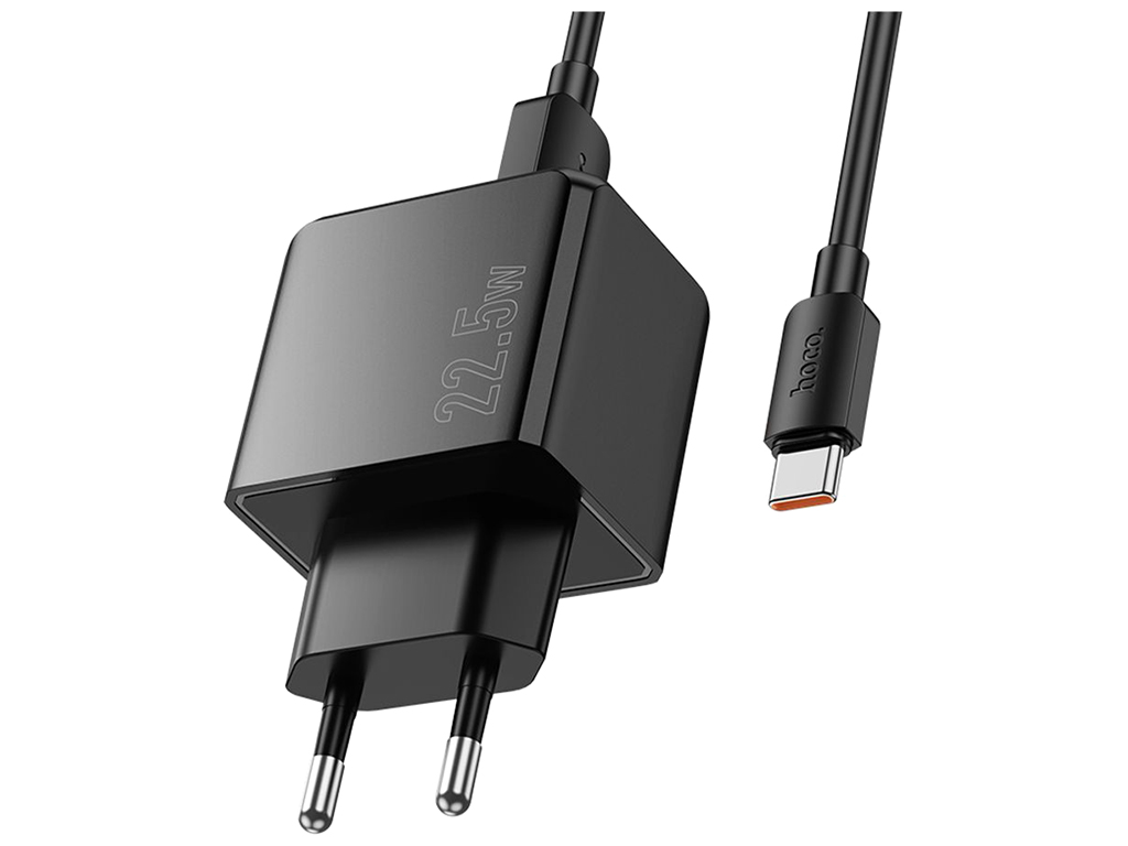 Сетевое зарядное устройство Hoco CS17A 1USB QC 22.5W+USB to Type-C, цвет черный