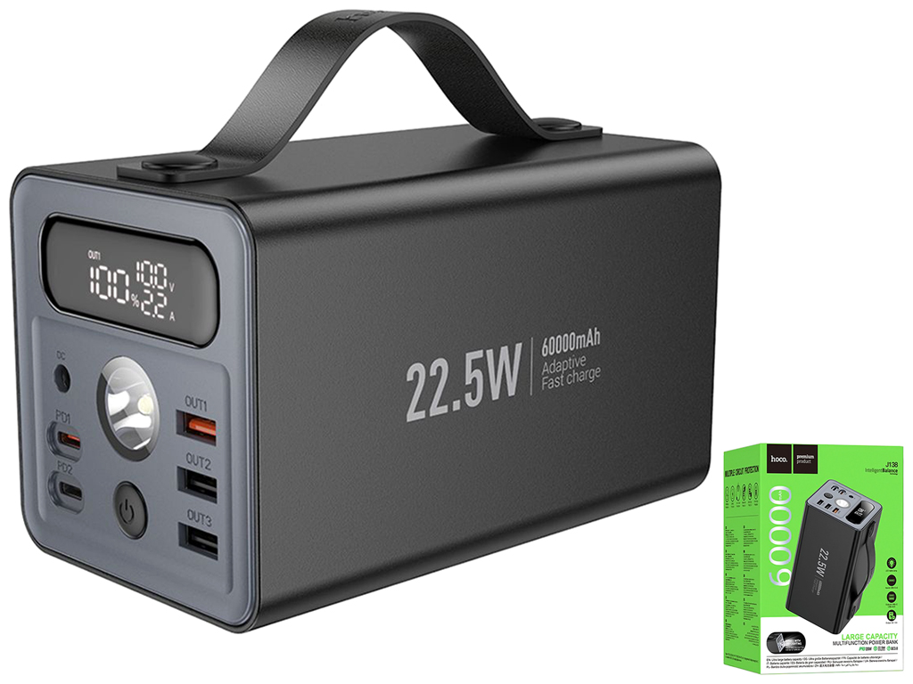Універсальна мобільна батарея Power Bank Hoco J138 Distant, 60000mAh, колір чорний