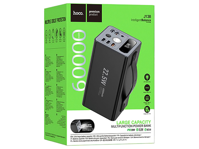 Універсальна мобільна батарея Power Bank Hoco J138 Distant, 60000mAh, колір чорний