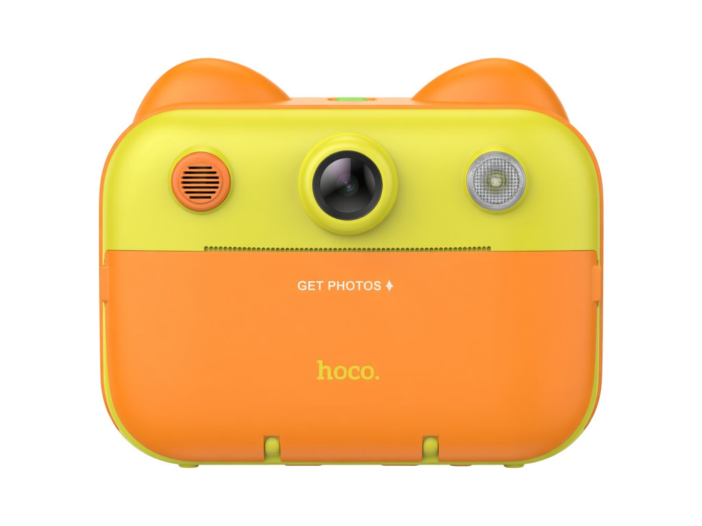 Камера дитяча Hoco DV204, термодрук 57мм, дисплей 2.4", слот TF до 64GB, 1200mAh, колір жовтий