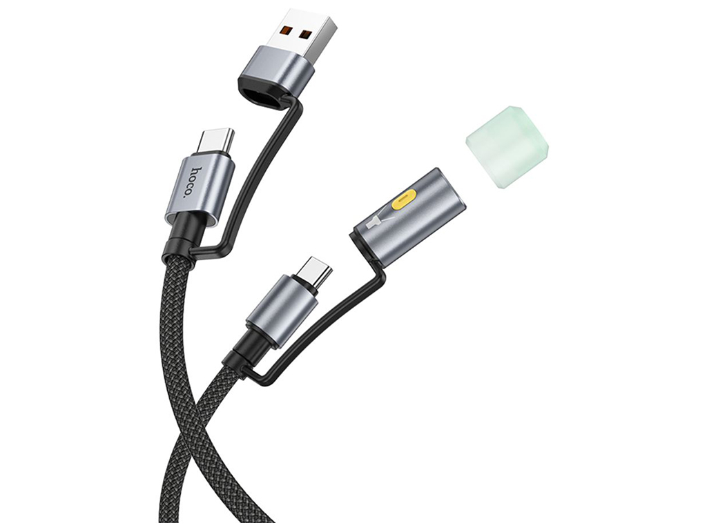 Кабель USB Hoco U138 USB/USB-C to USB-C/LED Light 1.2м Цвет Черный