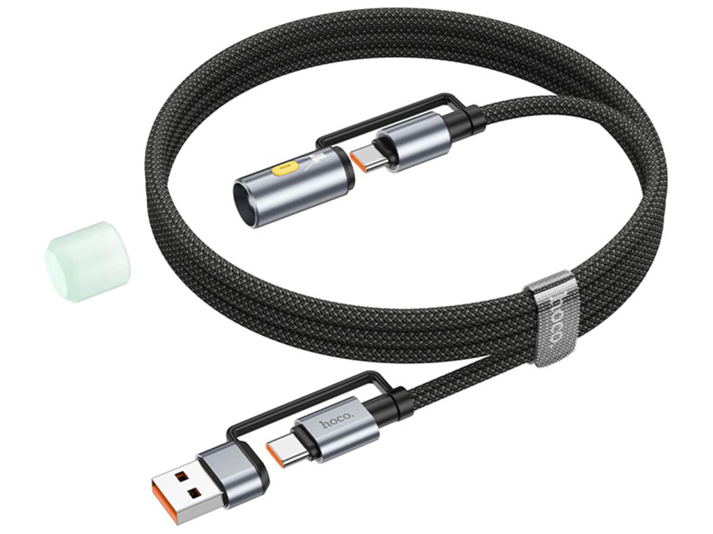 Кабель USB Hoco U138 USB/USB-C to USB-C/LED Light 1.2м Цвет Черный