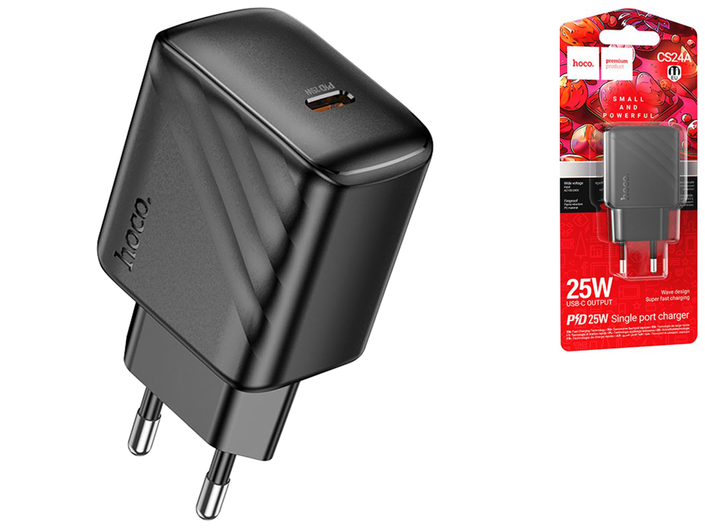 Сетевое зарядное устройство Hoco CS24A 1USB-C PD/QC 25W, цвет черный