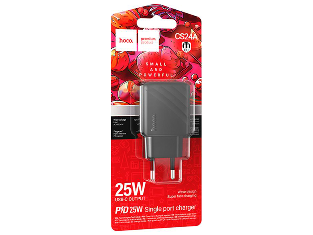 Сетевое зарядное устройство Hoco CS24A 1USB-C PD/QC 25W, цвет черный