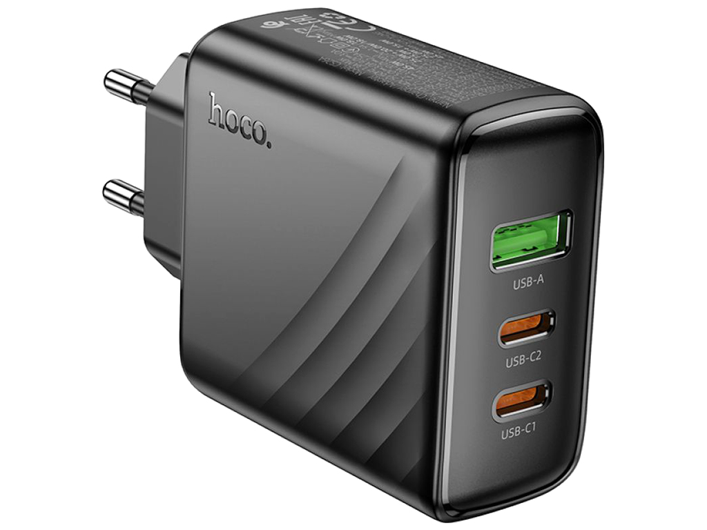 Мережевий зарядний пристрій Hoco CS26A 2USB-C/1USB PD/QC 45W, колір чорний