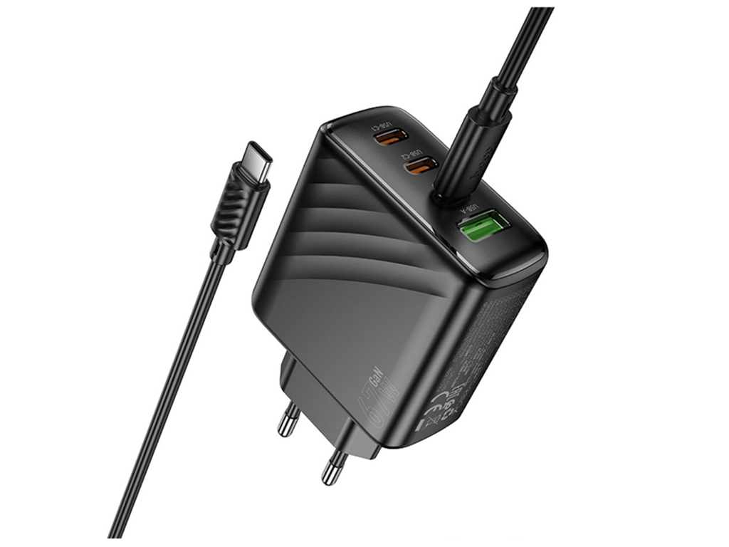 Зарядний пристрій Hoco CS27A, 67 Вт, 3USB-C, 1USB, PD/QC, Type-C to Type-C, колір чорний