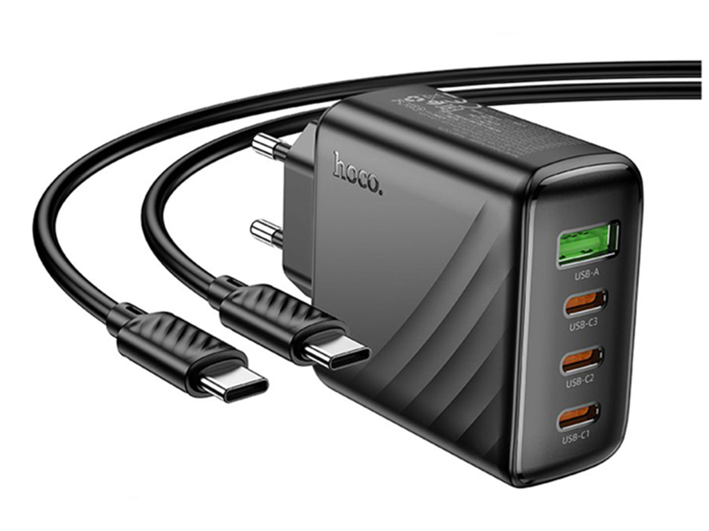 Зарядний пристрій Hoco CS27A, 67 Вт, 3USB-C, 1USB, PD/QC, Type-C to Type-C, колір чорний