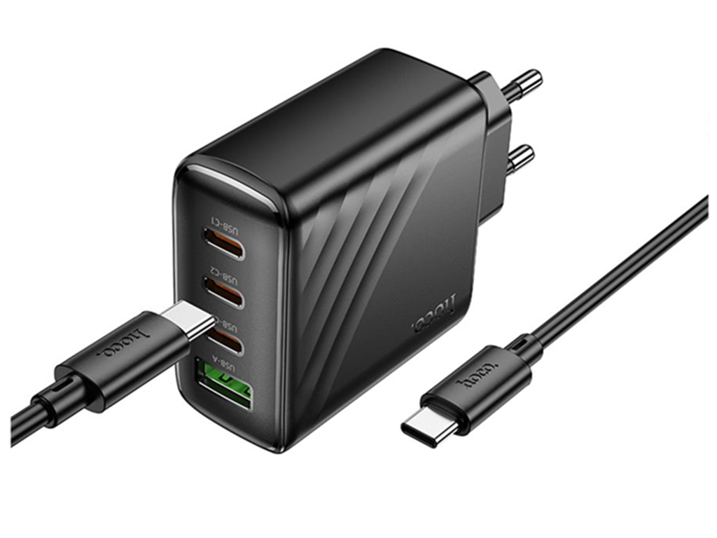 Зарядний пристрій Hoco CS27A, 67 Вт, 3USB-C, 1USB, PD/QC, Type-C to Type-C, колір чорний
