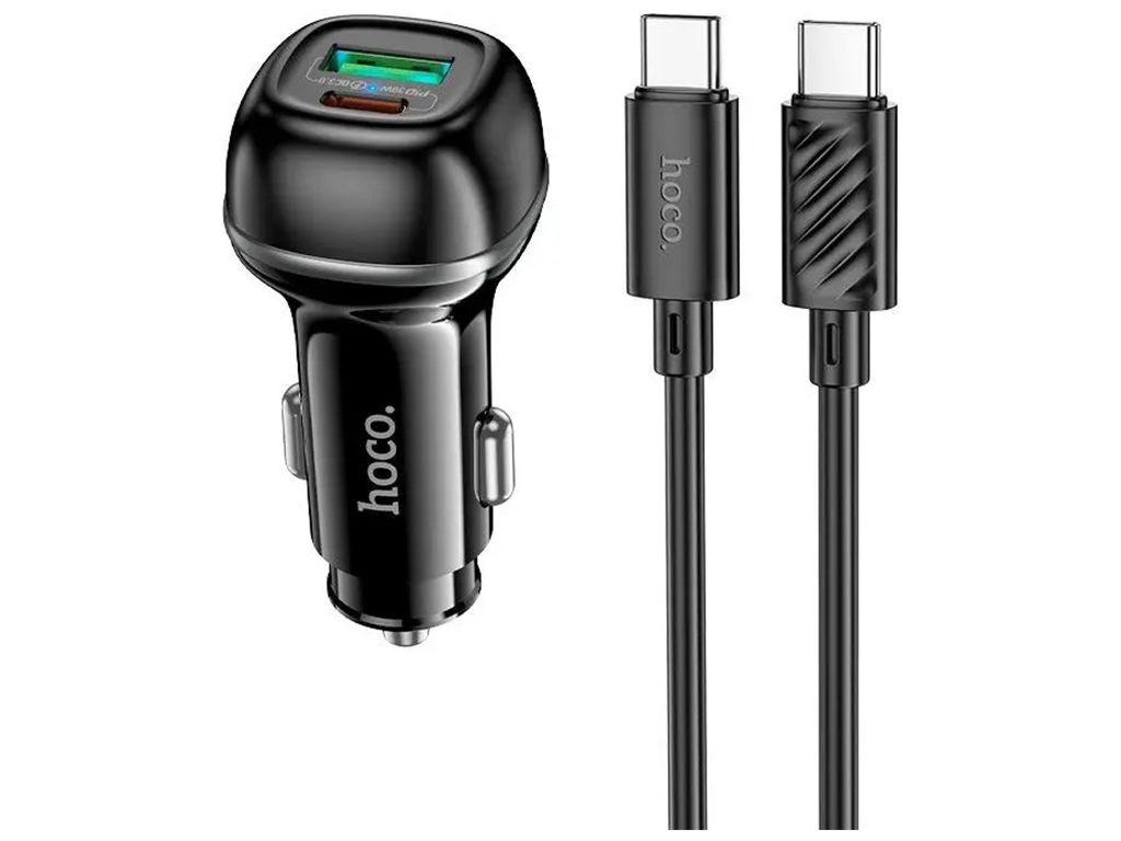 Авто Зарядное Устройство Hoco Z58A 1USB/1USB-C QC/PD48W+Type-C to Type-C Цвет Черный