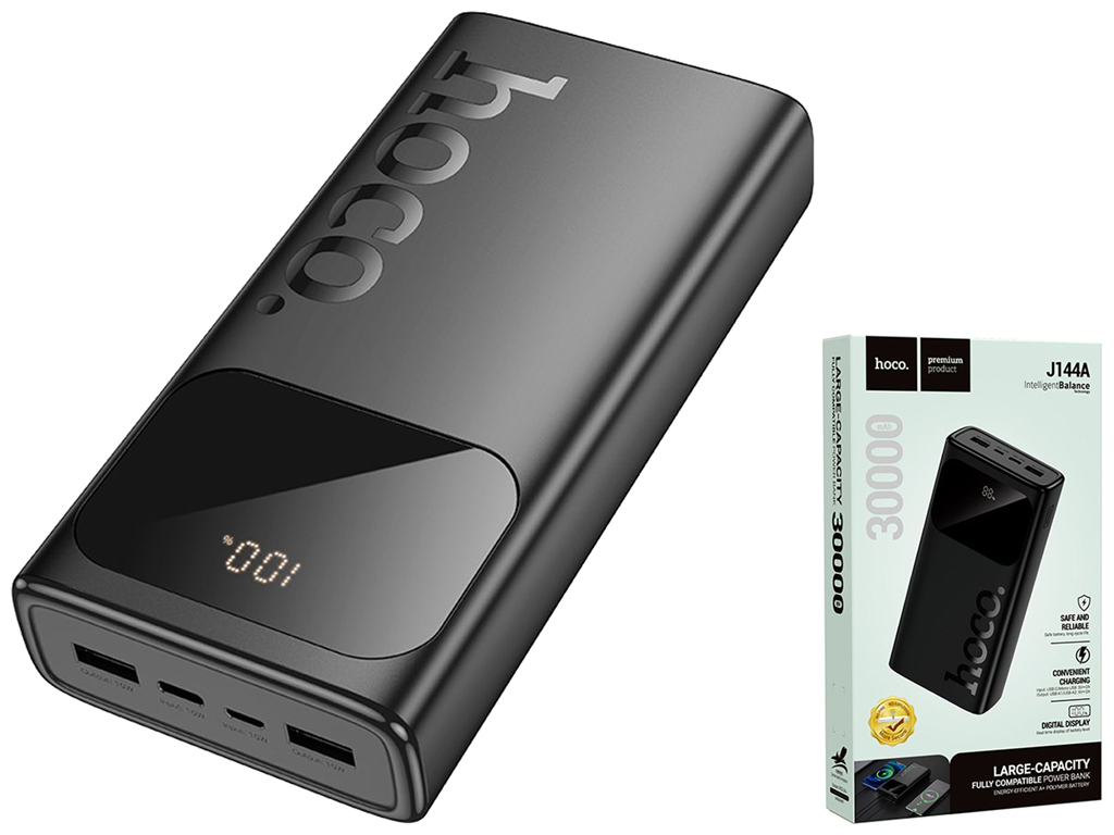 Універсальна мобільна батарея Power Bank Hoco J144A Hymn 30000mAh, колір чорний
