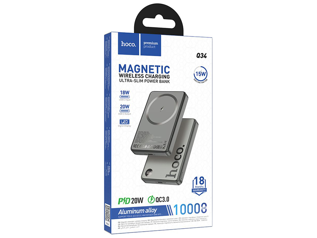 Універсальна мобільна батарея Power Bank Hoco Q34 Clever PD20W, 10000mAh, колір сірий