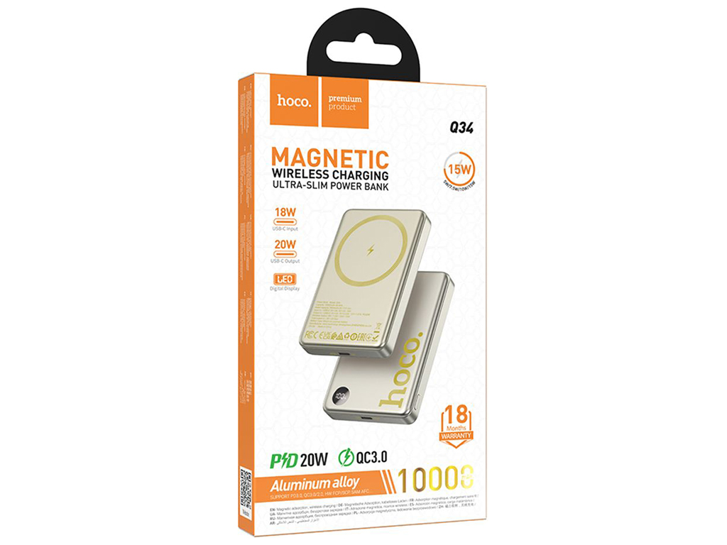 Универсальная мобильная батарея Power Bank Hoco Q34 Clever PD20W, 10000mAh, цвет титаниум