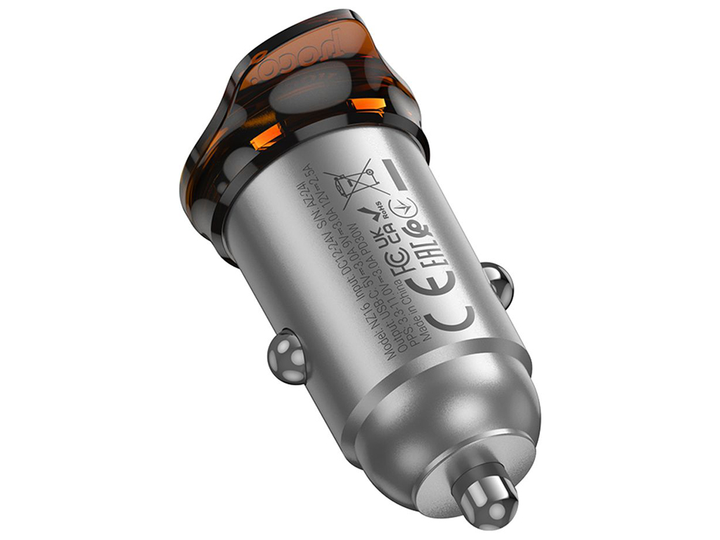 Авто Зарядное Устройство Hoco NZ16 1USB-C QC/PD30W Цвет Серый