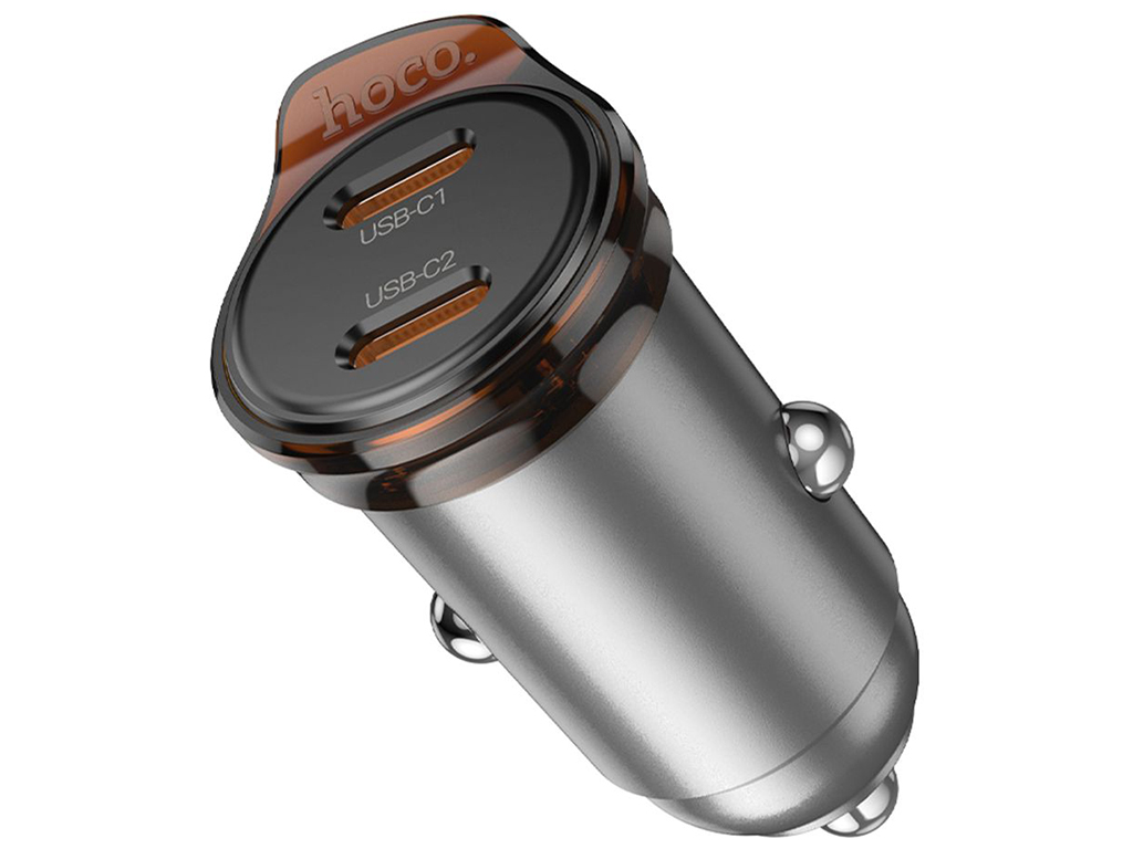 Авто Зарядное Устройство Hoco NZ16B 2USB-C QC/PD45W Цвет Серый