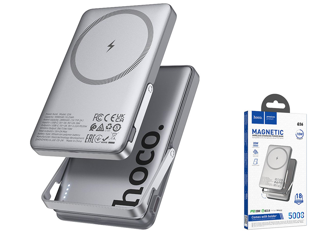 Универсальная мобильная батарея Power Bank Hoco Q36 Sunlight PD20W, 5000mAh, цвет серый