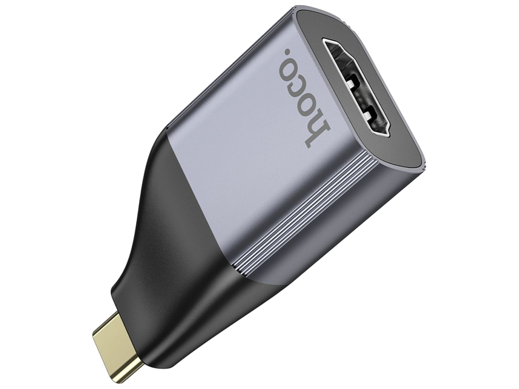 Перехідник Hoco UA33, Type-C to HDTV, 4K @ 30Hz, металевий корпус, Plug&Play, 52×26×14мм, сірий