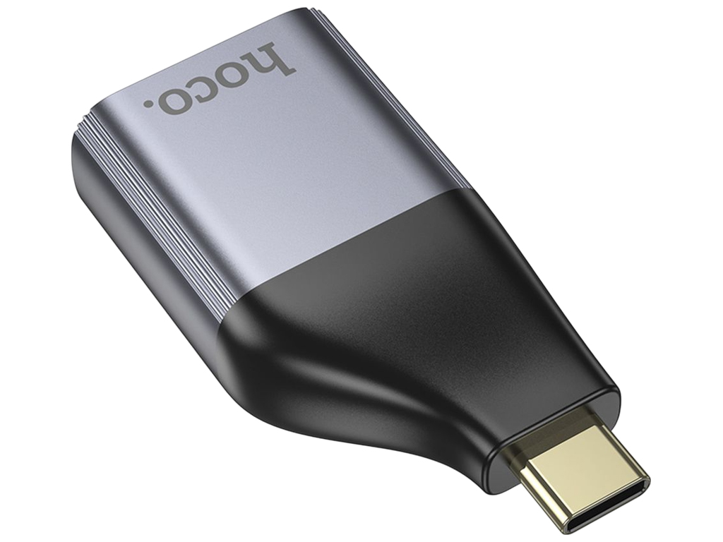 Перехідник Hoco UA33, Type-C to HDTV, 4K @ 30Hz, металевий корпус, Plug&Play, 52×26×14мм, сірий
