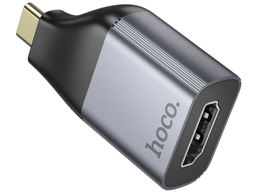 Перехідник Hoco UA33, Type-C to HDTV, 4K @ 30Hz, металевий корпус, Plug&Play, 52×26×14мм, сірий