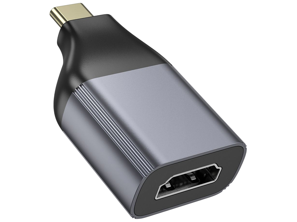 Перехідник Hoco UA33, Type-C to HDTV, 4K @ 30Hz, металевий корпус, Plug&Play, 52×26×14мм, сірий