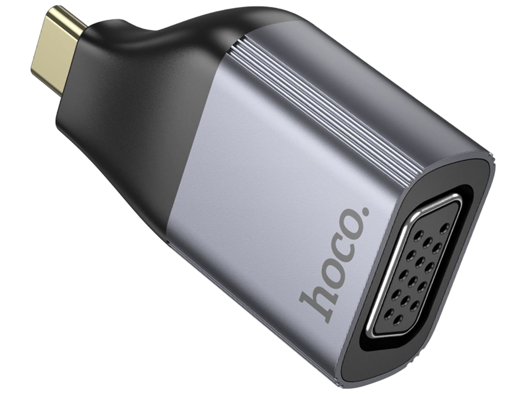Перехідник Hoco UA34, Type-C to VGA, 2K 60Hz, алюміній + ABS, 52×26×14мм, колір сірий