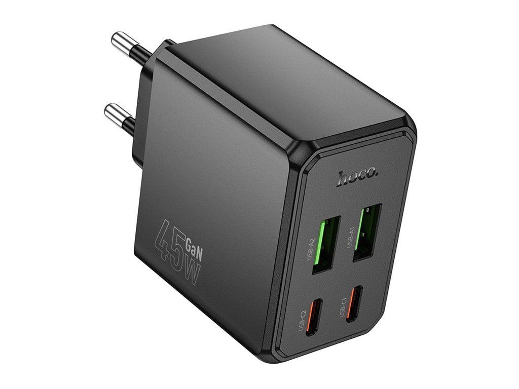 Сетевое зарядное устройство Hoco CS18A 2usb-c/2usb pd/qc 45w, 45 вт, 4 порта usb, цвет черный