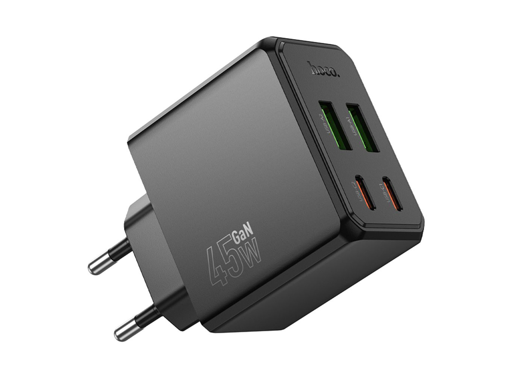 Сетевое зарядное устройство Hoco CS18A 2usb-c/2usb pd/qc 45w, 45 вт, 4 порта usb, цвет черный