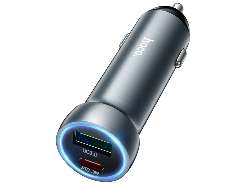 Авто Зарядное Устройство Hoco Z54A 1USB/1USB-C PD48W/QC3.0 Цвет Серый