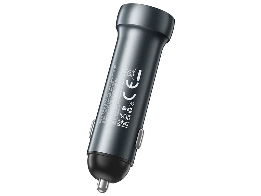 Авто Зарядное Устройство Hoco Z54B 2USB-C PD60W/QC3.0 Цвет Серый
