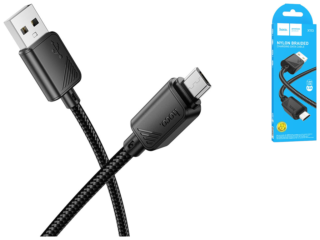 Кабель USB Hoco X113 Micro 2.4A Цвет Черный
