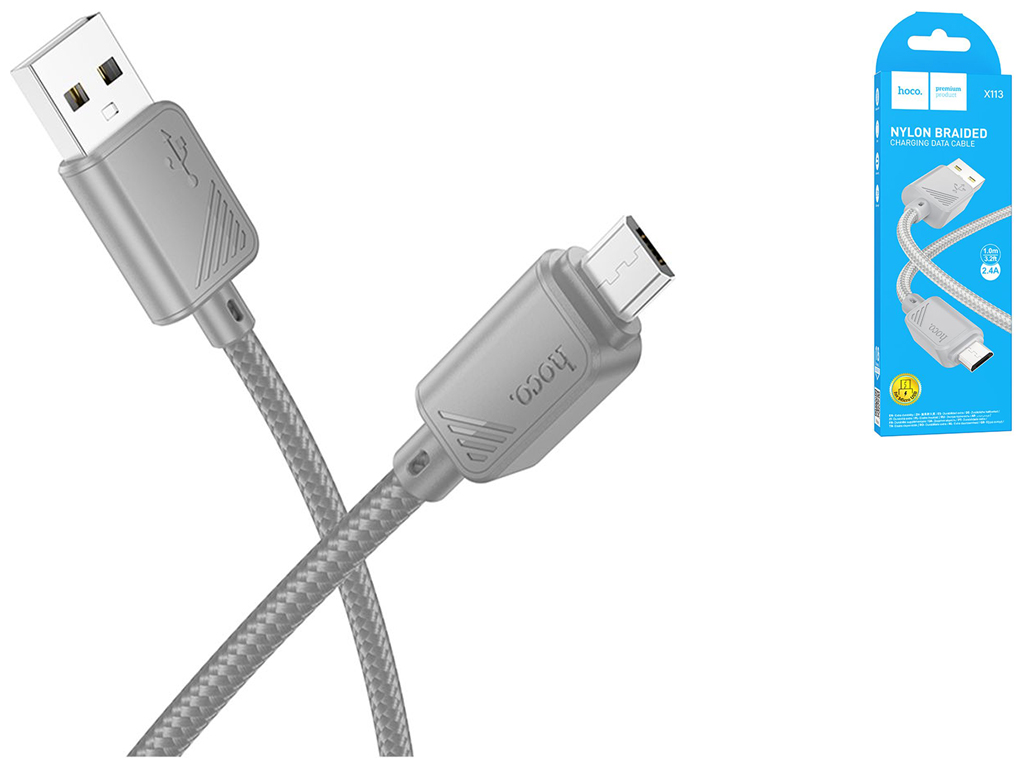 Кабель USB Hoco X113 Micro 2.4A Цвет Серый