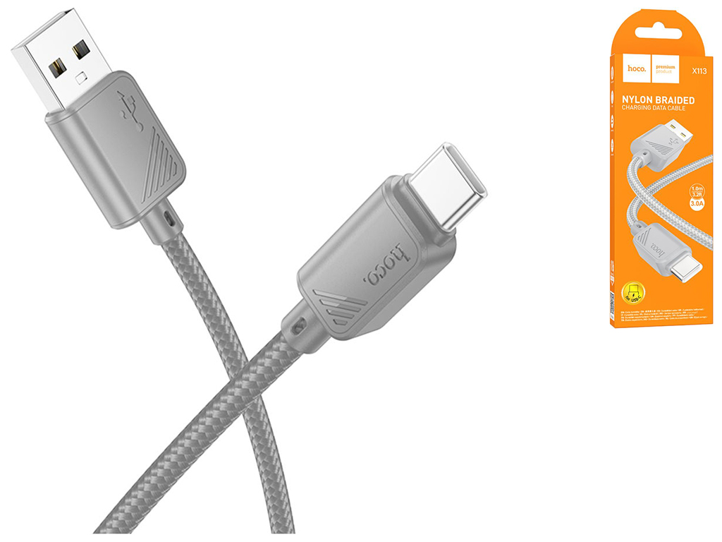 Кабель USB Hoco X113 Type-C 3A Колір Сiрий