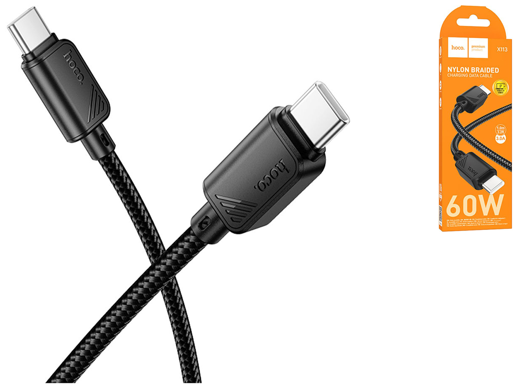 Кабель USB Hoco X113 Type-C to Type-C 60W Колір Чорний