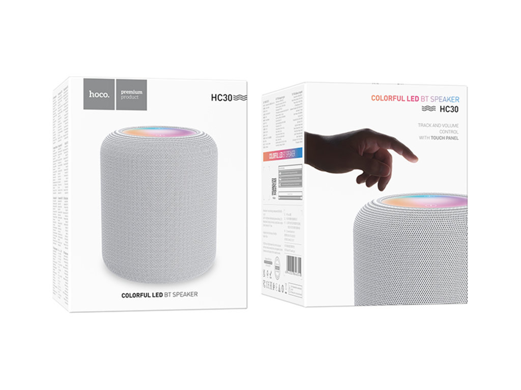 Колонка Hoco HC30, 5Вт, Bluetooth 5.4, 1800mAh, Type-C, пластик, текстиль, 105×105×125мм, сірий