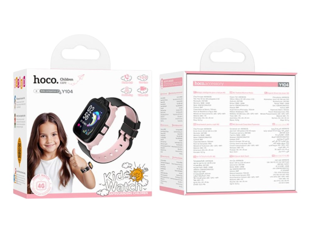 Детские смарт-часы Hoco Y104 4G GPS, розовый