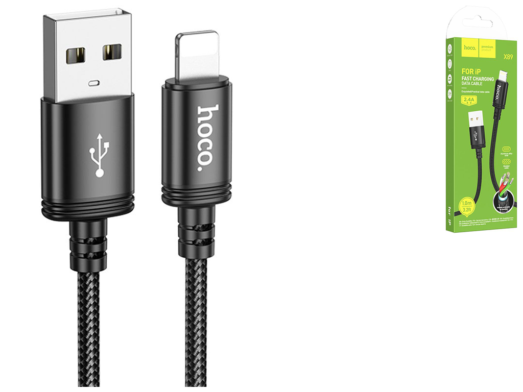Кабель USB Hoco X89 Lightning 2.4A 2m Цвет Черный