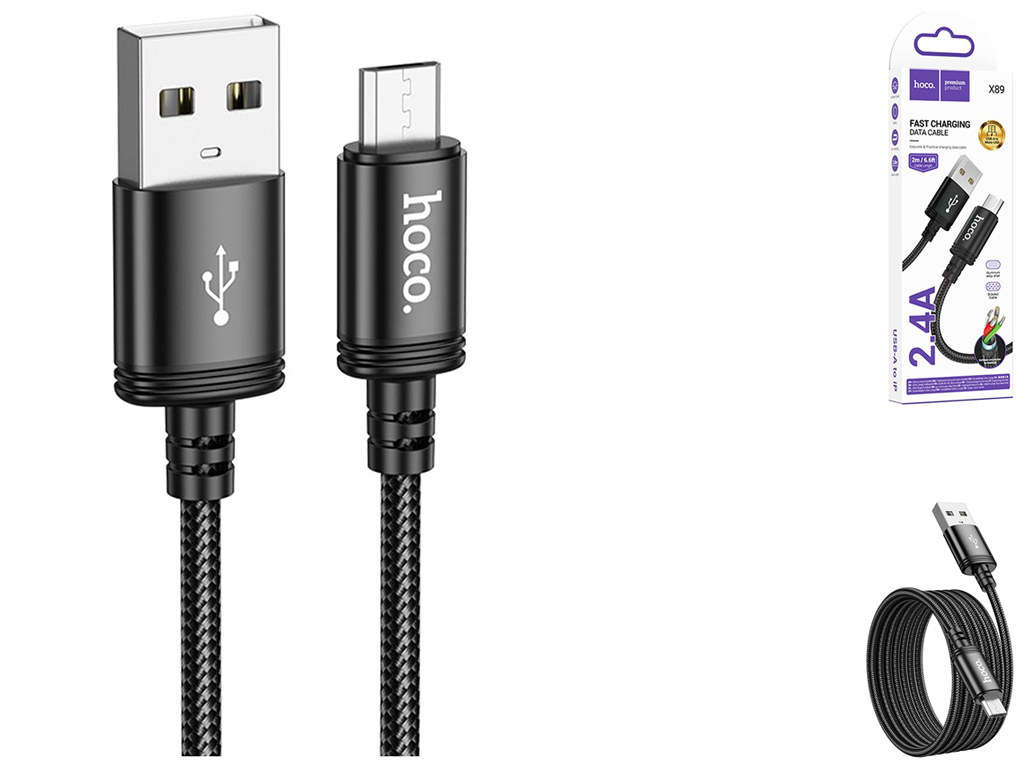 Кабель USB Hoco X89 Micro 2.4A 2m Цвет Черный
