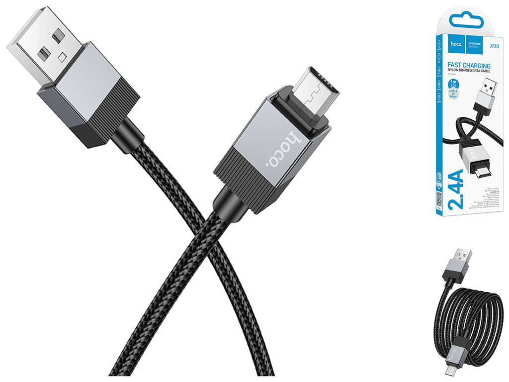 Кабель USB Hoco X110 Micro 2.4A Колір Чорний