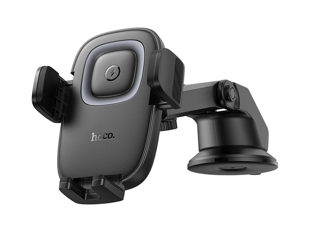 Автодержатель Hoco HW32, зарядка 15W, магнитный, для смартфонов 4.5–7", на присоске, цвет черный
