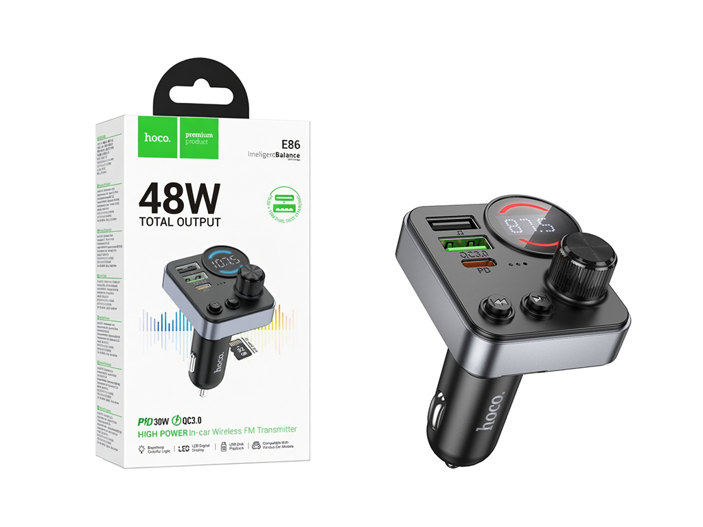 Модулятор Hoco E86 PD30W+QC3.0 18W Total 48W, колір чорний