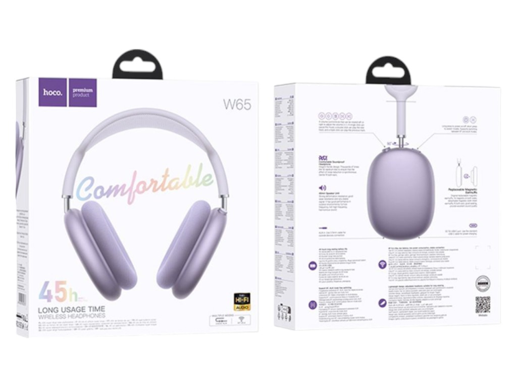 Блютуз стерео гарнитура Hoco W65, фиолетовый
