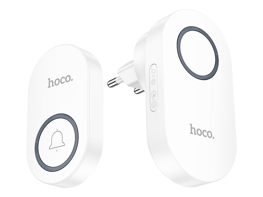 Смарт‑звонок дверной Hoco HI25, беспроводной, до 150м, 60 мелодий, аккумулятор 210mAh, цвет белый