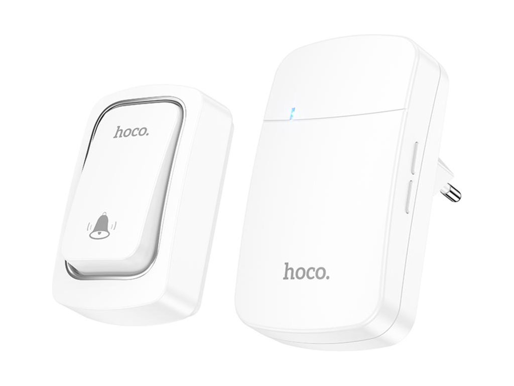 Смарт‑звонок дверной Hoco HI26, беспроводной, до 200м, 38 мелодий, частота 433.92MHz, цвет белый